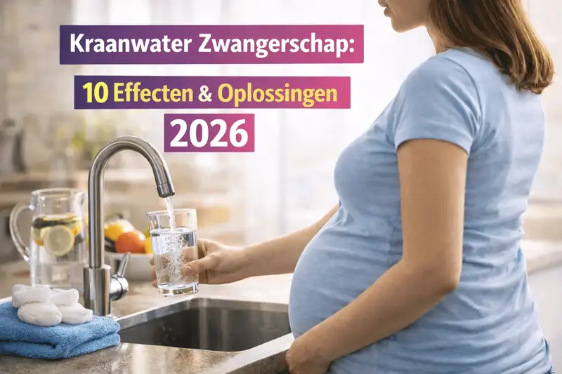 Zwangere vrouw drinkt kraanwater in keuken tijdens zwangerschap